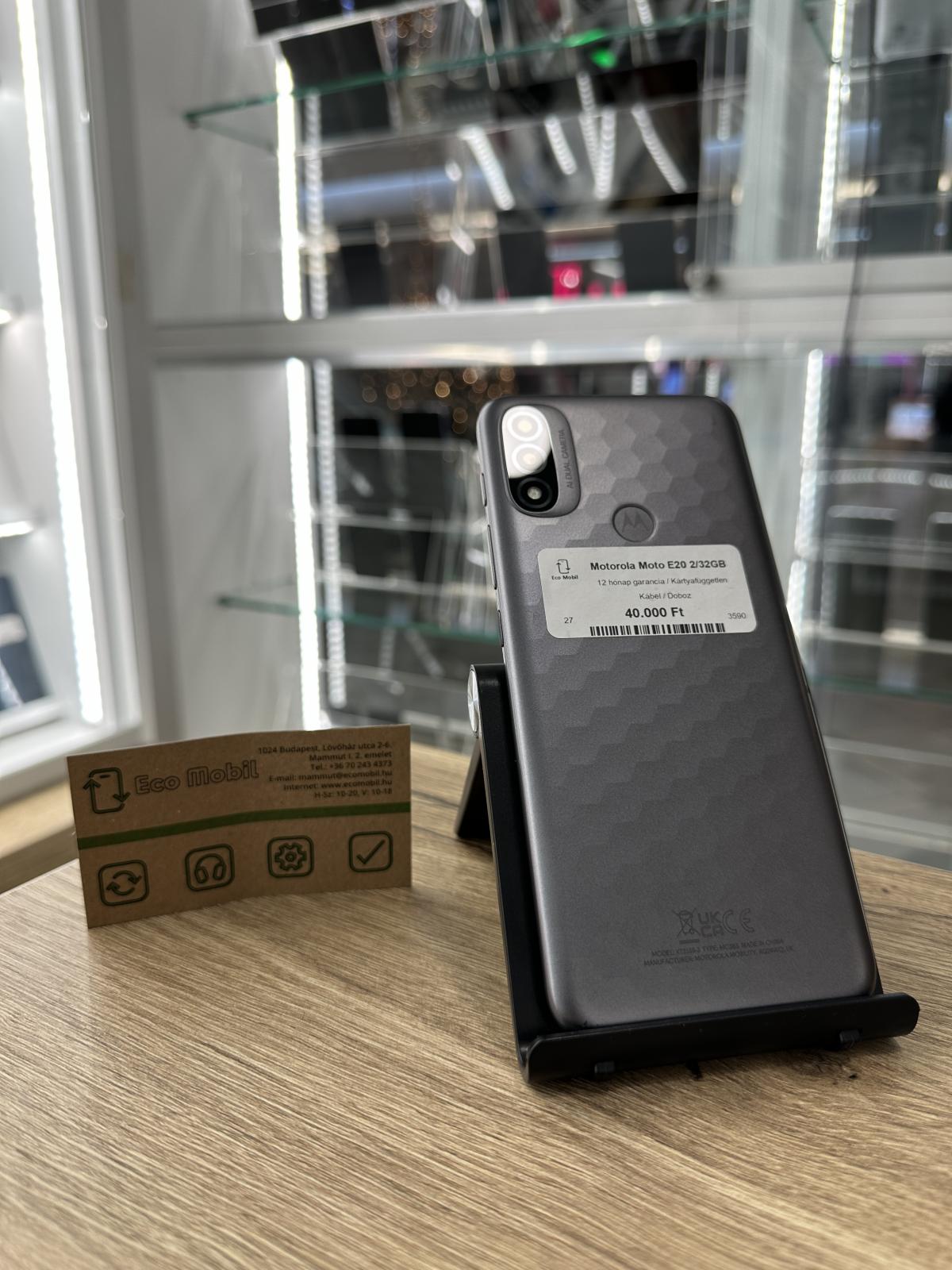 Motorola Moto E20 Kártyafüggetlen 32 GB 2 GB Ram, 12 hó garancia